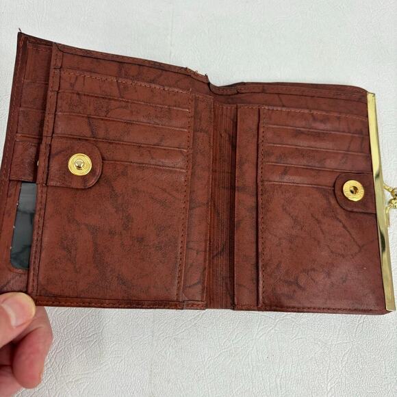 Buxton Leather Wallet Brown Top Grain Cowhide ID Credit Card Kiss Lock Coin - Picture 4 of 10